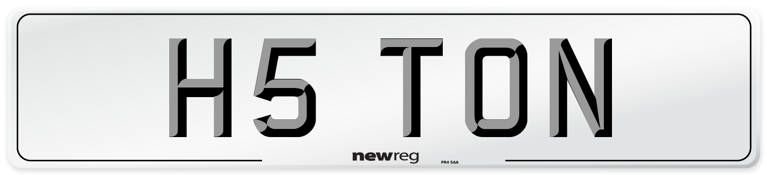 H5 TON Number Plate from New Reg